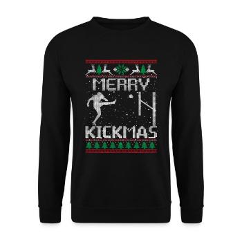 Merry Kickmas Funny Football Kick Sarcasm Christma - Unisex Pullover - Schwarz - Vorne - Alina (178cm) & Michal (187cm)
