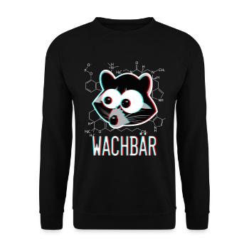 Wachbär | Waschbär auf Drogen Pillen MDMA Techno - Unisex Pullover - Schwarz - Vorne - Alina (178cm) & Michal (187cm)