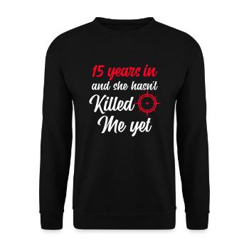 15 Jahre Zusammen - Unisex Pullover - Schwarz - Vorne - Alina (178cm) & Michal (187cm)