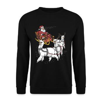 Alpaca Christmas - Unisex Sweatshirt - black - Front - Alina (178cm) & Michal (187cm)