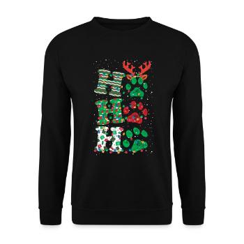 Ho Ho Ho Christmas Dog Lovers Funny Gift - Unisex Pullover - Schwarz - Vorne - Alina (178cm) & Michal (187cm)