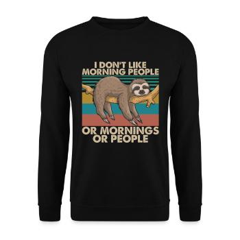 I Don’t Like Morning People Vintage Funny Sleeping - Sweat-shirt Unisexe - noir - Devant - Alina (178cm) & Michal (187cm)