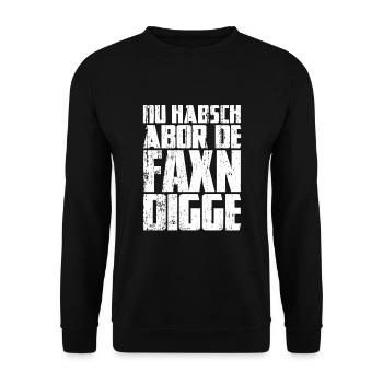 Faxen dicke auf sächsisch | Sachsen Wut ostdeutsch - Unisex Pullover - Schwarz - Vorne - Alina (178cm) & Michal (187cm)