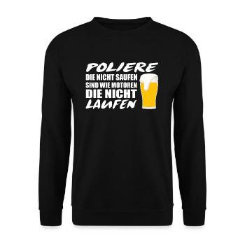 Polier Baustelle Bauarbeiter Geschenkidee - Unisex Pullover - Schwarz - Vorne - Alina (178cm) & Michal (187cm)