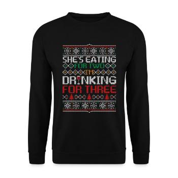 She’s Eating For Two Drinking For Three Funny - Sweat-shirt Unisexe - noir - Devant - Alina (178cm) & Michal (187cm)