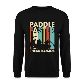 Paddle Faster I Hear Banjos Funny Sarcasm Vintage - Unisex Pullover - Schwarz - Vorne - Alina (178cm) & Michal (187cm)