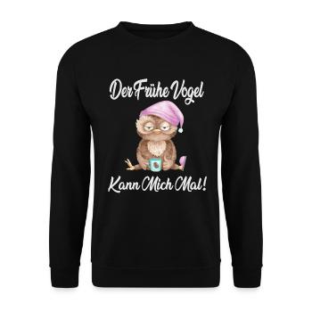 Früher Vogel - Unisex Pullover - Schwarz - Vorne - Alina (178cm) & Michal (187cm)