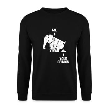 kackender Elefant Me Your Opinion freche Sprüche - Unisex Pullover - Schwarz - Vorne - Alina (178cm) & Michal (187cm)