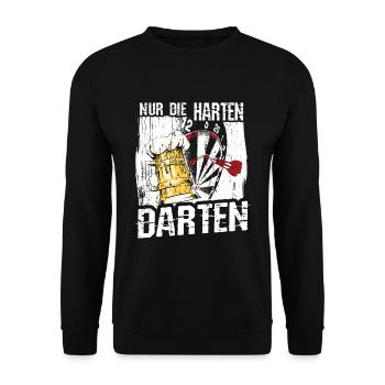 Nur die harten darten Bier Spruch für Dartspieler - Unisex Pullover - Schwarz - Vorne - Alina (178cm) & Michal (187cm)