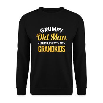 Grumpy Old Man Unless I'm With My Grandkids Funny - Unisex Pullover - Schwarz - Vorne - Alina (178cm) & Michal (187cm)
