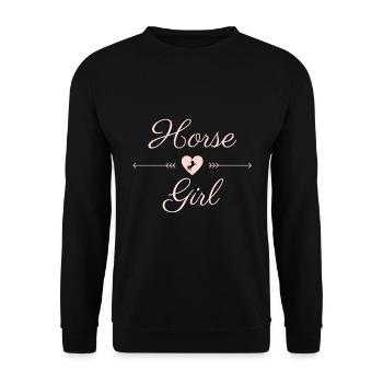 Pferde Mädchen Design - Unisex Pullover - Schwarz - Vorne - Alina (178cm) & Michal (187cm)