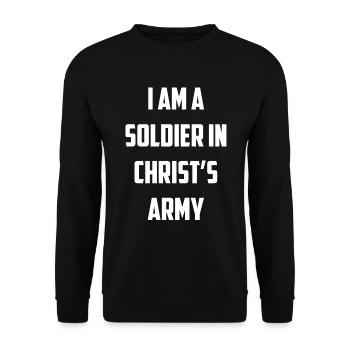 I Am A Soldier In Christ's Army Christian Faith - Unisex Pullover - Schwarz - Vorne - Alina (178cm) & Michal (187cm)