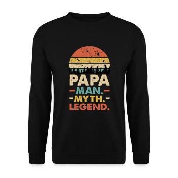 Papa Man Myth Legend Vintage Retro Sunset Fathers - Unisex Pullover - Schwarz - Vorne - Alina (178cm) & Michal (187cm)
