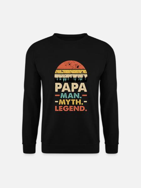 Papa Man Myth Legend Vintage Retro Sunset Fathers - Unisex Pullover - Schwarz
