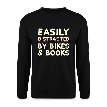 Easily Distracted By Bikes & Books - Bike Cyclist - Unisex Sweatshirt - black - Front - Alina (178cm) & Michal (187cm)