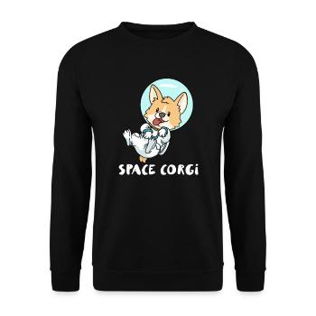 Space Corgi - Unisex Pullover - Schwarz - Vorne - Alina (178cm) & Michal (187cm)