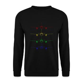 colorful airplanes - Unisex Sweatshirt - black - Front - Alina (178cm) & Michal (187cm)