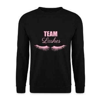 Team Lashes - Unisex Pullover - Schwarz - Vorne - Alina (178cm) & Michal (187cm)