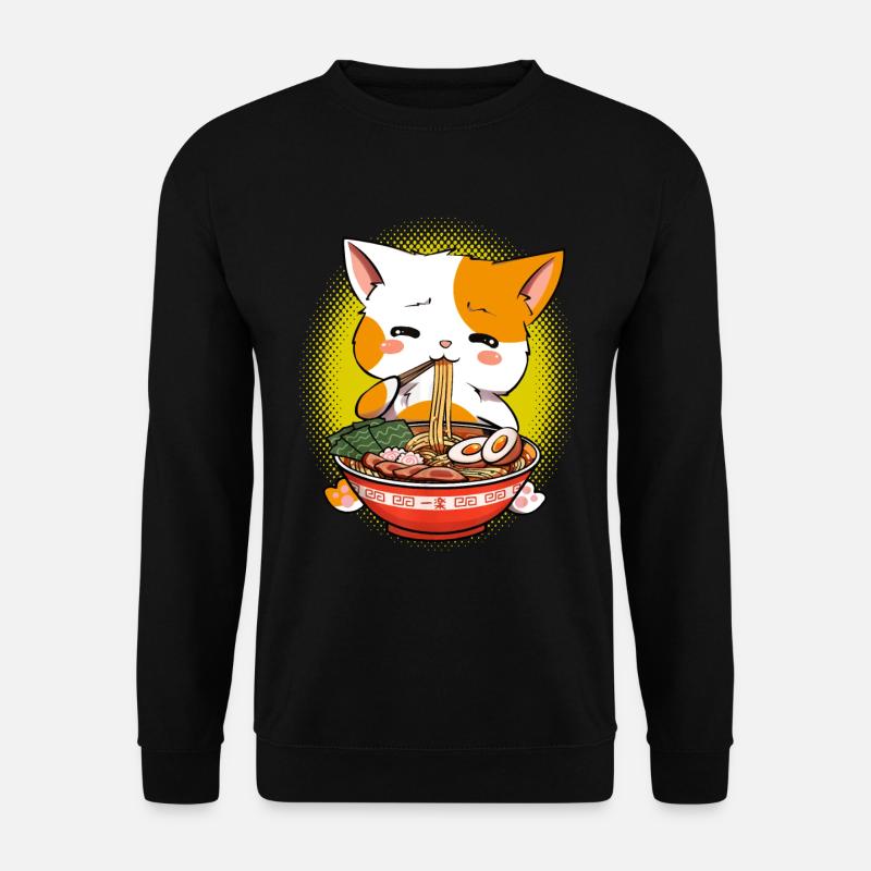 Kawaii Neko Ramen Cat Noodle Anime - Unisex Pullover - Schwarz