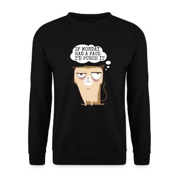 Chat fatigué drôle disant parodie humour sarcasme - Sweat-shirt Unisexe - noir - Devant - Alina (178cm) & Michal (187cm)