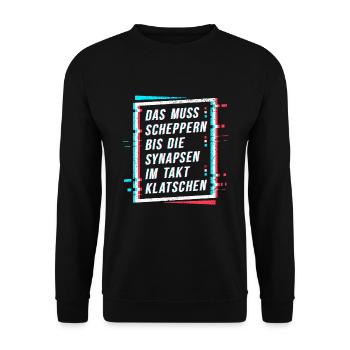 Techno Electro Rave Party Spruch - Unisex Pullover - Schwarz - Vorne - Alina (178cm) & Michal (187cm)