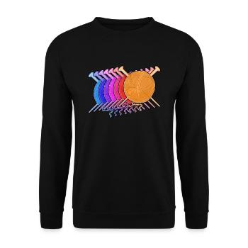 Retro Yarn Ball - Tricot &Crochet - Sweat-shirt Unisexe - noir - Devant - Alina (178cm) & Michal (187cm)