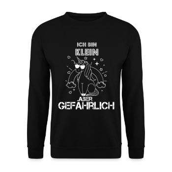 Ich bin klein aber gefährlich Geschenk - Unisex Pullover - Schwarz - Vorne - Alina (178cm) & Michal (187cm)