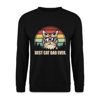 Best Cat Dad Ever Katzen Papa Lustig Geschenk - Unisex Pullover - Schwarz - Vorne - Alina (178cm) & Michal (187cm)