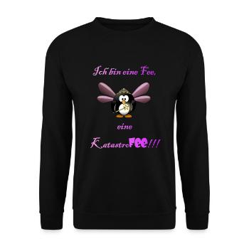 Ich bin eine Fee, eine KatastroFEE - Unisex Pullover - Schwarz - Vorne - Alina (178cm) & Michal (187cm)