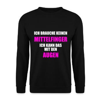 Mittelfinger Sprüche Lustig Spaß - Unisex Pullover - Schwarz - Vorne - Alina (178cm) & Michal (187cm)