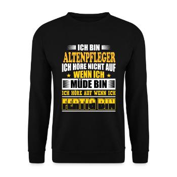 Ich bin Altenpfleger - Unisex Pullover - Schwarz - Vorne - Alina (178cm) & Michal (187cm)