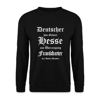 Deutscher Hesse Frankfurter - Unisex Pullover - Schwarz - Vorne - Alina (178cm) & Michal (187cm)