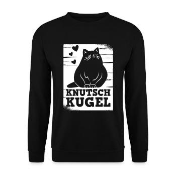 Knutschkugel dicke Perserkatze für Katzenfreunde - Unisex Pullover - Schwarz - Vorne - Alina (178cm) & Michal (187cm)