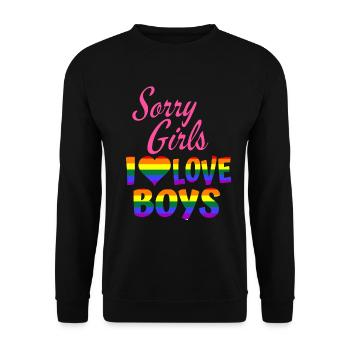désolé les filles j'aime les garçons - Sweat-shirt Unisexe - noir - Devant - Alina (178cm) & Michal (187cm)