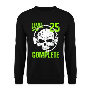 Level 25 Complete 25th Birthday Gamer & Gambler - Unisex Sweatshirt - black - Front - Alina (178cm) & Michal (187cm)