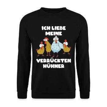 Hühner Huhn Hühnerstall Landwirt - Unisex Pullover - Schwarz - Vorne - Alina (178cm) & Michal (187cm)