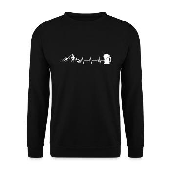Mountains and Beer Beer Mug Gift T-Shirt Men - Unisex Sweatshirt - black - Front - Alina (178cm) & Michal (187cm)