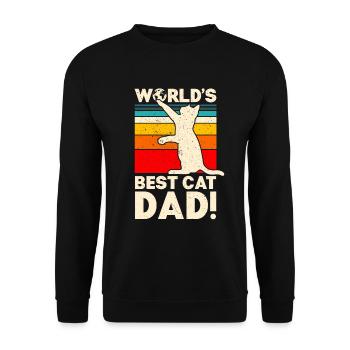 World's Best Cat Dad T-Shirt Funny Cat Dad - Unisex Sweatshirt - black - Front - Alina (178cm) & Michal (187cm)