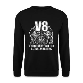 Für Greta I V8 I Beitrag zur Klimaerwärmung Diesel - Unisex Pullover - Schwarz - Vorne - Alina (178cm) & Michal (187cm)