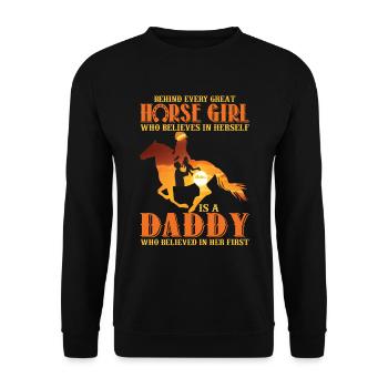 Derrière chaque grand cheval fille un papa - Sweat-shirt Unisexe - noir - Devant - Alina (178cm) & Michal (187cm)