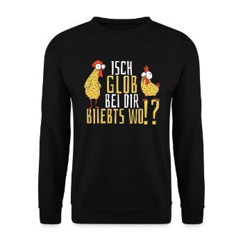 Bei dir piepts wohl auf sächsisch Bauern Sachsen - Unisex Pullover - Schwarz - Vorne - Alina (178cm) & Michal (187cm)