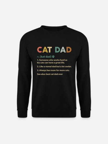 Vintage Cat Dad T-Shirt Cat Dad Definition - Unisex Pullover - Schwarz