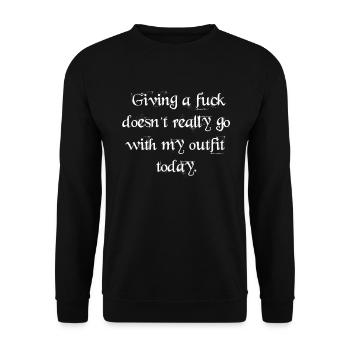 Giving A Fuck Doesn't Really Go With My Outfit - Unisex Pullover - Schwarz - Vorne - Alina (178cm) & Michal (187cm)