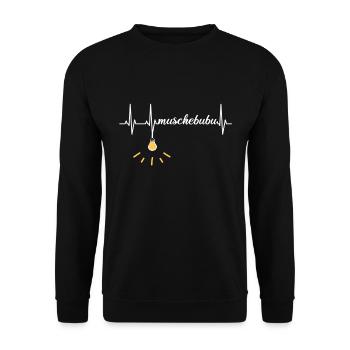 Muschebubu sächsisch EKG Herzschlag Motiv Sachsen - Unisex Pullover - Schwarz - Vorne - Alina (178cm) & Michal (187cm)