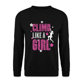 Climbing Bouldering Climb Like A Girl - Unisex Sweatshirt - black - Front - Alina (178cm) & Michal (187cm)