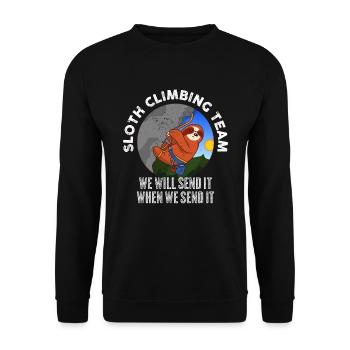 Climbing Bouldering Sloth Climbing Team - Unisex Sweatshirt - black - Front - Alina (178cm) & Michal (187cm)