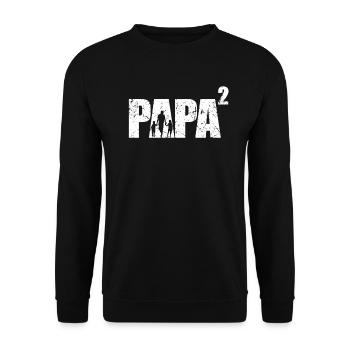 Papa hoch 2 Schwanger Geschenk Papa Zwillinge - Unisex Pullover - Schwarz - Vorne - Alina (178cm) & Michal (187cm)