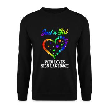 Just A Girl Who Loves Sign Language ASL Love - Unisex Sweatshirt - black - Front - Alina (178cm) & Michal (187cm)