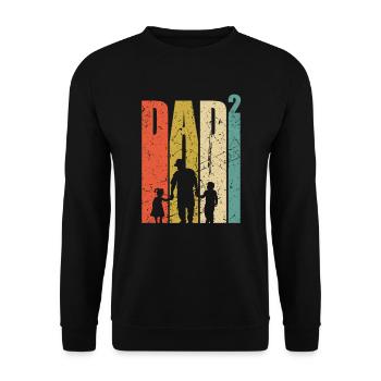 Dad hoch 2 Father-of-two Father-to-be 2nd child - Unisex Sweatshirt - black - Front - Alina (178cm) & Michal (187cm)