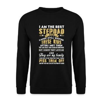 Bonus Dad Best Stepdad Ever T Shirt - Unisex Pullover - Schwarz - Vorne - Alina (178cm) & Michal (187cm)